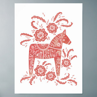 Swedish Dala Horse Art Poster