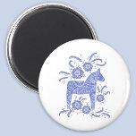 Swedish Dala Horse Blue and White Magnet<br><div class="desc">A traditional Swedish Dala Horse design in periwinkle blue and white for horse and pony enthusiasts.</div>