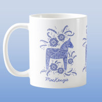 Swedish Dala Horse Blue Personalised