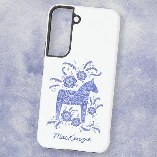 Swedish Dala Horse Blue White Samsung Galaxy Case