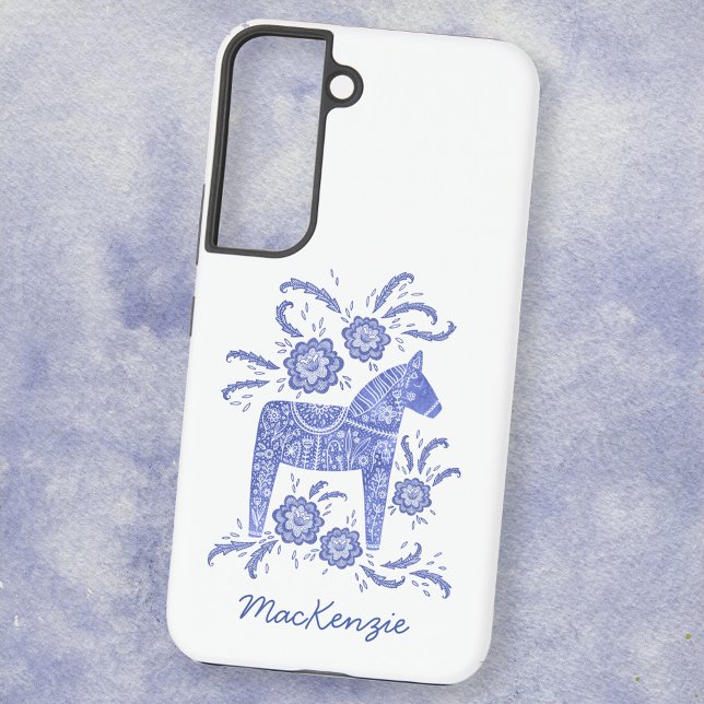 Swedish Dala Horse Blue White Samsung Galaxy S22 Case (Creator Uploaded)