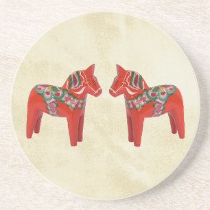 Swedish Dala Horse Christmas Twins Coaster