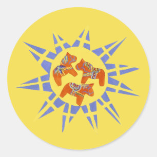 Swedish Dala Horse Classic Round Sticker