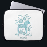 Swedish Dala Horse Custom Name Teal Laptop Sleeve<br><div class="desc">A traditional Dalecarlian Horse from Sweden.
Remove or change the name to customise.</div>