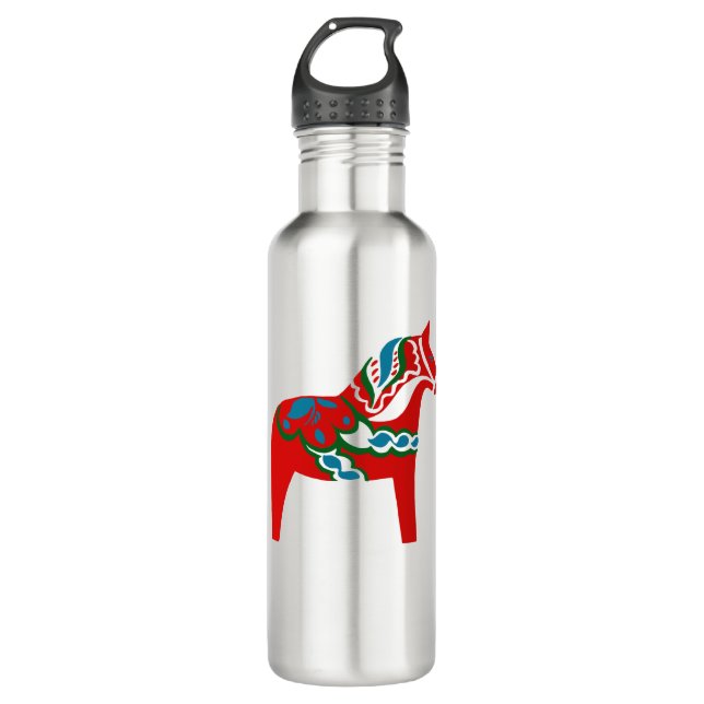 Swedish Dala Horse Dalecarlian Horse 710 Ml Water Bottle (Front)