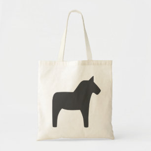 Swedish Dala Horse Dark Grey Tote Bag