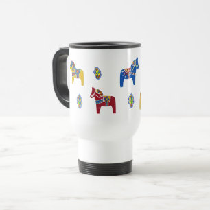 Swedish Dala Horse Designs Travel Mug