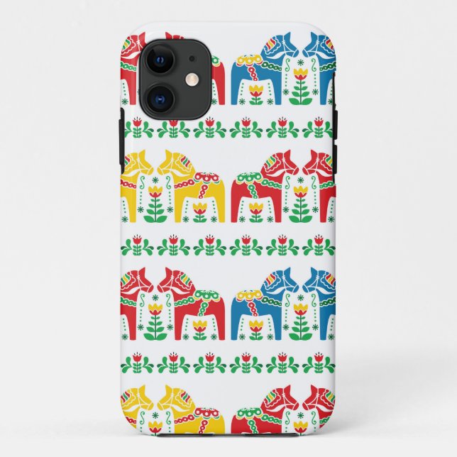 Swedish Dala Horse floral folk pattern Case-Mate iPhone Case (Back)