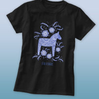 Swedish Dala Horse Folk Art Blue Custom Name