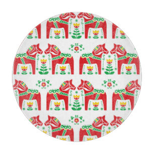 Swedish Dala Horse: Folk Art Cutting Board
