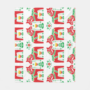 Swedish Dala Horse: Folk Art Fleece Blanket