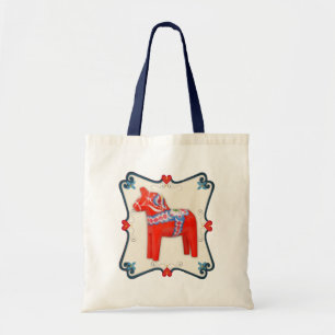 Swedish Dala Horse Folk Art Framed Tote Bag