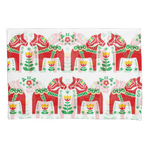 Swedish Dala Horse: Folk Art Pillowcase