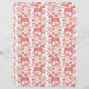Swedish Dala Horse Folk Art Scrapbook Paper