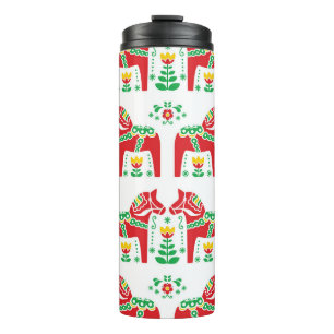 Swedish Dala Horse: Folk Art Thermal Tumbler