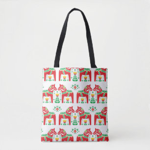 Swedish Dala Horse: Folk Art Tote Bag