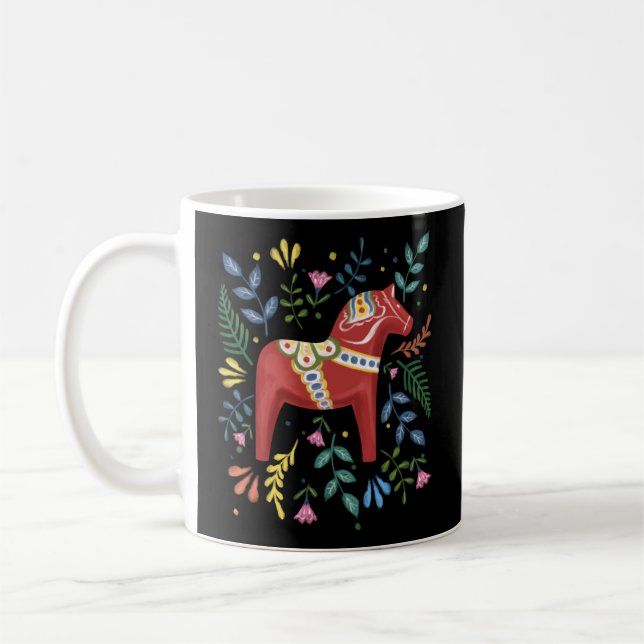 Swedish Dala Horse Folk Sweden Flag Dalahelmsoljd  Coffee Mug (Left)