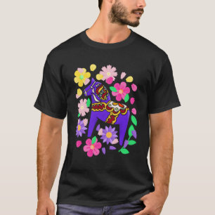 Swedish Dala Horse Folk Sweden Flag Dalahelmsoljd T-Shirt