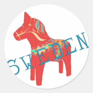 Swedish Dala Horse gifts & greetings Classic Round Sticker