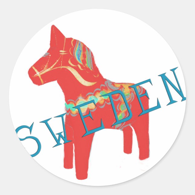 Swedish Dala Horse gifts & greetings Classic Round Sticker (Front)