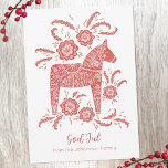 Swedish Dala Horse God Jul Holiday Card<br><div class="desc">A traditional Swedish folk art Dala Horse in red and white.  Original art by Nic Squirrell. Change the God Jul greeting and name to personalise.</div>