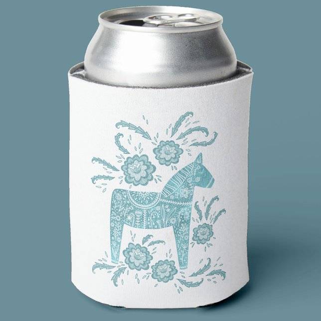 Swedish Dala Horse Green and White Can Cooler (Creator Uploaded)
