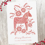 Swedish Dala Horse Holiday Card<br><div class="desc">A traditional Swedish folk art Dala Horse in red and white.  Original art by Nic Squirrell. Change the greeting and name to personalise.</div>