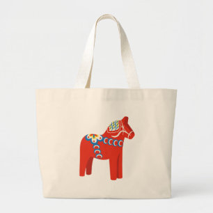 Swedish Dala Horse Large Tote Bag