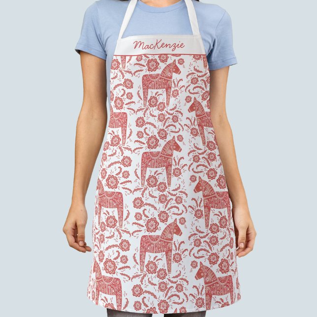 Swedish Dala Horse Pattern Personalised Apron (Creator Uploaded)