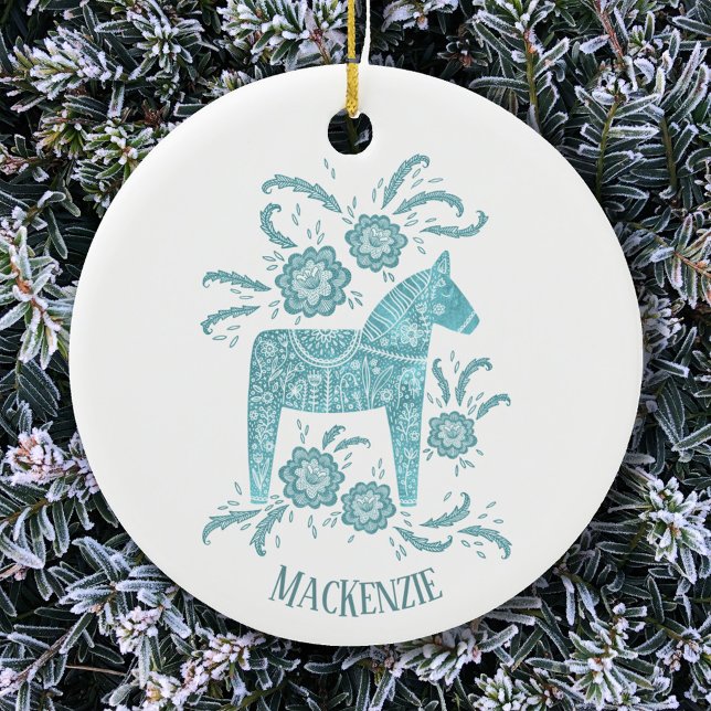 Swedish Dala Horse Personalised Ceramic Tree Decoration (Creator Uploaded)