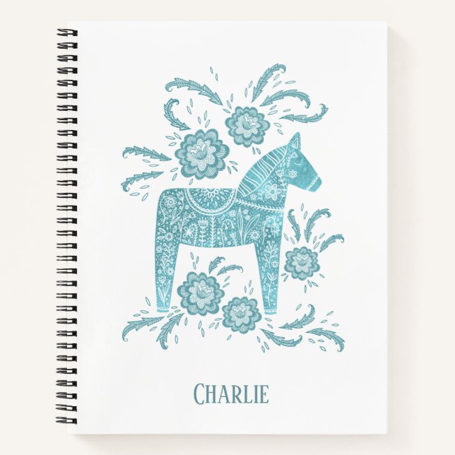 Swedish Dala Horse Personalised Notebook (Front)