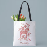 Swedish Dala Horse Personalised Tote Bag<br><div class="desc">A pretty traditional Swedish Dala Horse in red and white with script typography.  Change the name to personalise.  Original art by Nic Squirrell.</div>