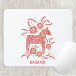 Swedish Dala Horse Personalized Mouse Mat<br><div class="desc">A traditional Dala Horse from Sweden.
Remove or change the name to customize.</div>