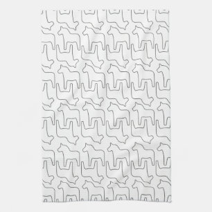 Swedish Dala Horse Print Tea Towel
