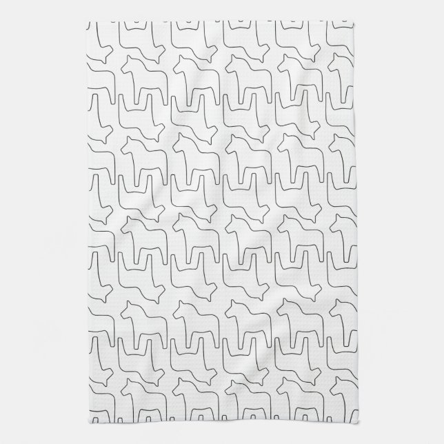 Swedish Dala Horse Print Tea Towel (Vertical)