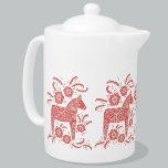 Swedish Dala Horse Red and White<br><div class="desc">A traditional Swedish Dala Horse design in red and white. Perfect for the winter holidays,  or for horse and pony lovers.  Original art by Nic Squirrell.</div>