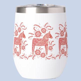 Swedish Dala Horse Red and White