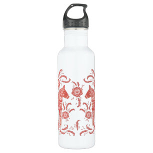 Swedish Dala Horse Red and White 710 Ml Water Bottle