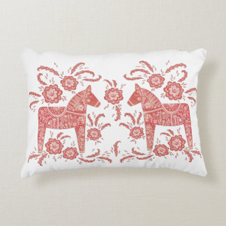 Swedish Dala Horse Red and White Decorative Cushion