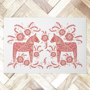 Swedish Dala Horse Red and White Doormat
