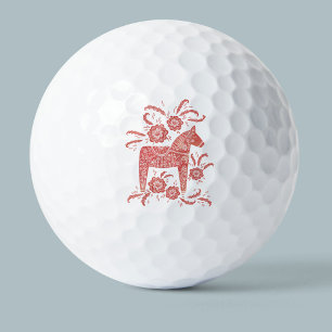 Swedish Dala Horse Red and White Golf Balls