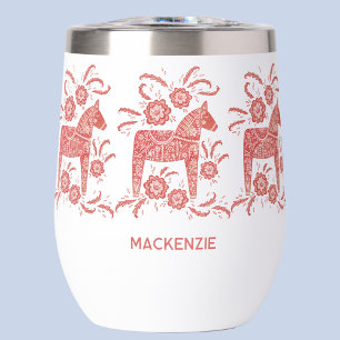 Swedish Dala Horse Red and White Personalised