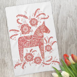 Swedish Dala Horse Red and White Tea Towel<br><div class="desc">A traditional Swedish Dala Horse design in red and white. Perfect for the winter holidays.</div>