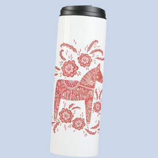 Swedish Dala Horse Red and White Thermal Tumbler