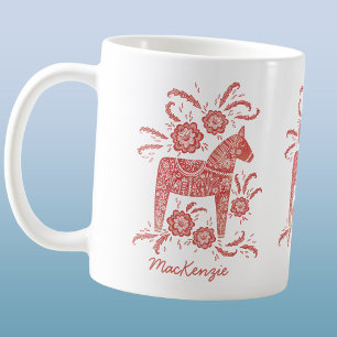 Swedish Dala Horse Red Personalised Coffee Mug