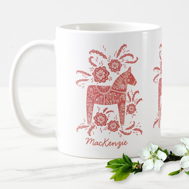 Swedish Dala Horse Red Personalised Coffee Mug (Creator Uploaded)