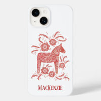 Swedish Dala Horse Red & White Personalised