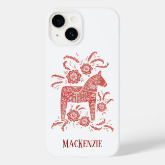 Swedish Dala Horse Red & White Personalised Case-Mate iPhone 14 Case