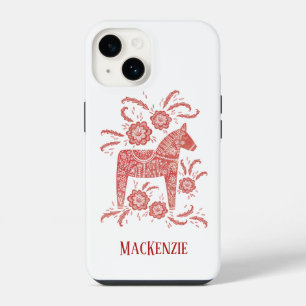 Swedish Dala Horse Red & White Personalised iPhone 14 Case