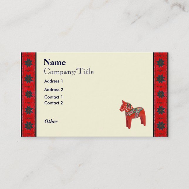 Swedish Dala Horse Scandinavian Business Card (Front)